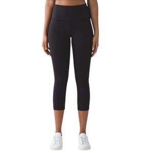 LULULEMON ATHLETICA Wunder Under Crop (Hi-Rise) Full On Luon 21' in Black Size 4